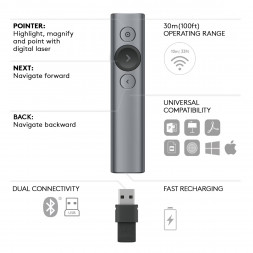 Презентер Logitech Spotlight Presentation Remote серый