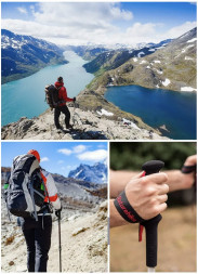 Треккинговая палка Naturehike 135 см, 1шт., серый/зеленый
