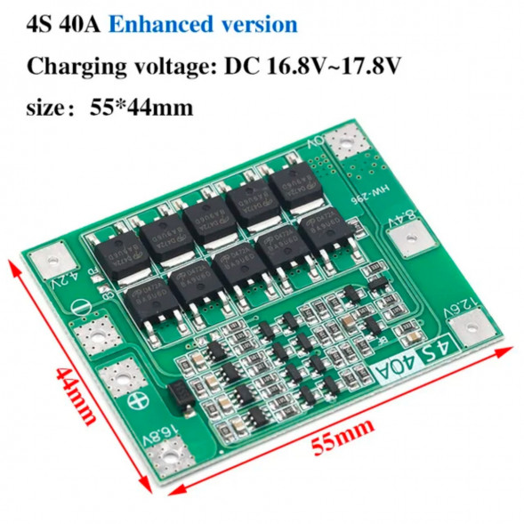 Плата защиты аккумулятора BMS 4S 40A 16.8 для Li-ion в Комсомольске-на-Амуре