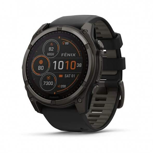 Умные часы Garmin Fenix 8, 51 мм, Solar, Sapphire Carbon Gray DLC Titanium with Black/Pebble Gray Silicone 010-02907-10 в Комсомольске-на-Амуре