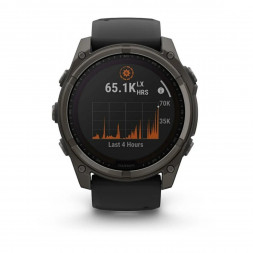 Умные часы Garmin Fenix 8, 51 мм, Solar, Sapphire Carbon Gray DLC Titanium with Black/Pebble Gray Silicone 010-02907-10