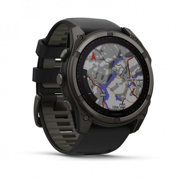 Умные часы Garmin Fenix 8, 51 мм, Solar, Sapphire Carbon Gray DLC Titanium with Black/Pebble Gray Silicone 010-02907-10 в Комсомольске-на-Амуре