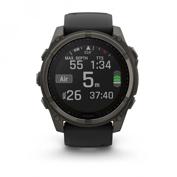 Умные часы Garmin Fenix 8, 51 мм, Solar, Sapphire Carbon Gray DLC Titanium with Black/Pebble Gray Silicone 010-02907-10 в Комсомольске-на-Амуре