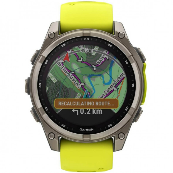 Умные часы Garmin Fenix 8, 51 мм, Solar, Sapphire Titanium with AMP Yellow/Graphite Silicone Band 010-02907-20 в Комсомольске-на-Амуре