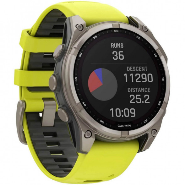 Умные часы Garmin Fenix 8, 51 мм, Solar, Sapphire Titanium with AMP Yellow/Graphite Silicone Band 010-02907-20 в Комсомольске-на-Амуре
