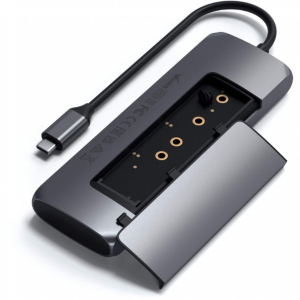 Док-станция Satechi USB-C Hybrid Multiport Adapter (with SSD Enclosure M.2 SATA, 2xUSB 3.1, USB Type-C, HDMI), Серый ST-UCHSEM в Комсомольске-на-Амуре